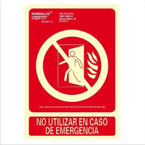 No utilizar en caso de emergencia 21x30 cm